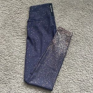 Peloton Blue & Gold Metallic Splash Leggings